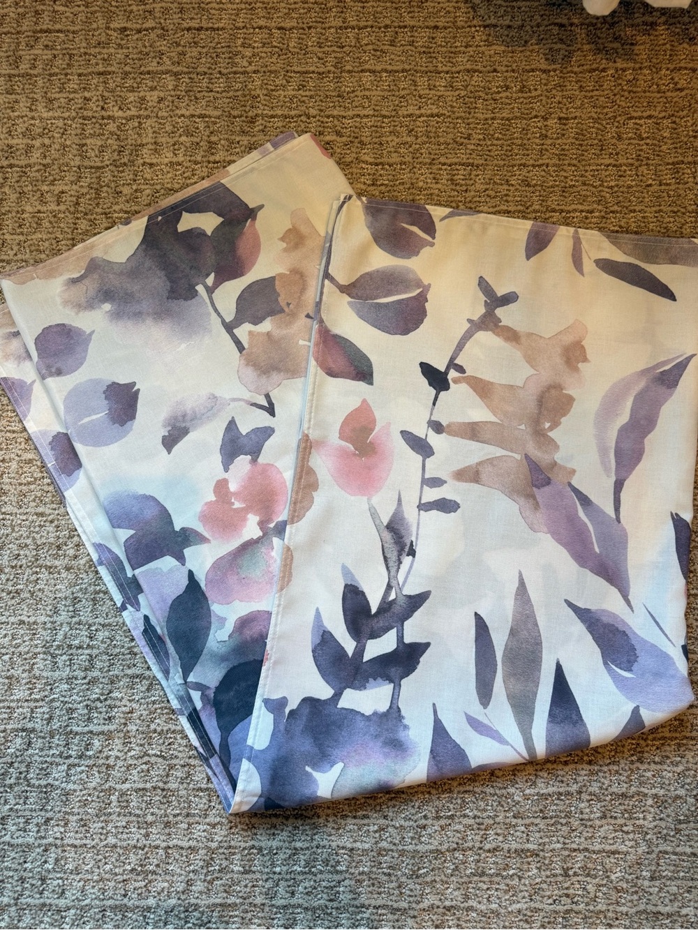 Pottery Barn Floral Watercolor Tapestry in Purple, Pink, Cream